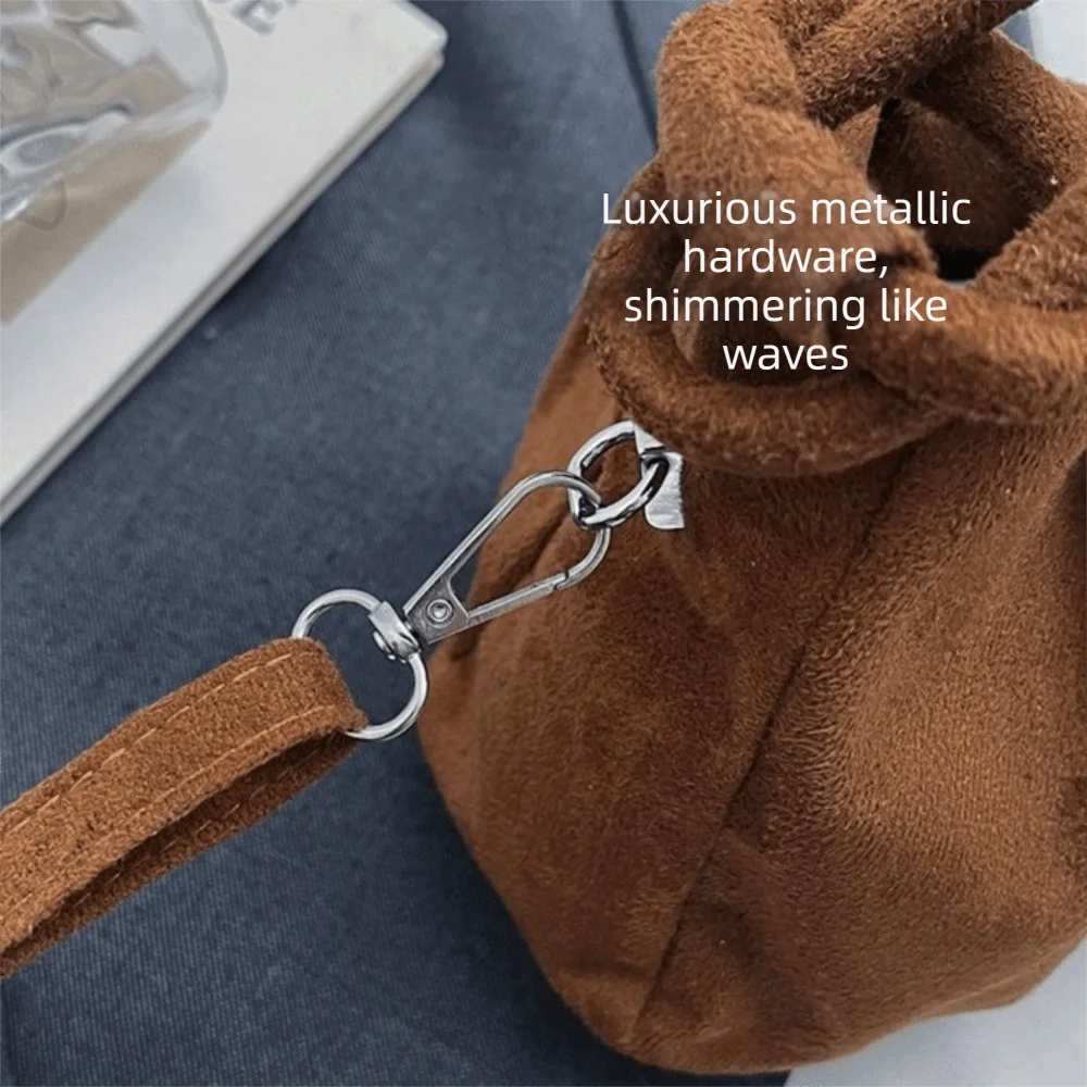 Casual Suede Leather Crossbody Bag Magnetic Closure Wrinkle Texture Fashion Handbag Soft Handle Shoulder Bag Women
