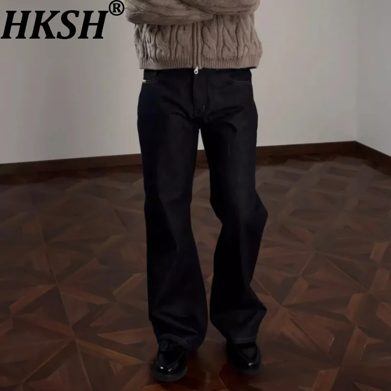 

HKSH 2026 Весна-Лето Новые мужские джинсы с ручной вышивкой, микро-клеш, устойчивые к выцветанию, уникальные, шикарные, винтажные, джинсовые брюки HK21302