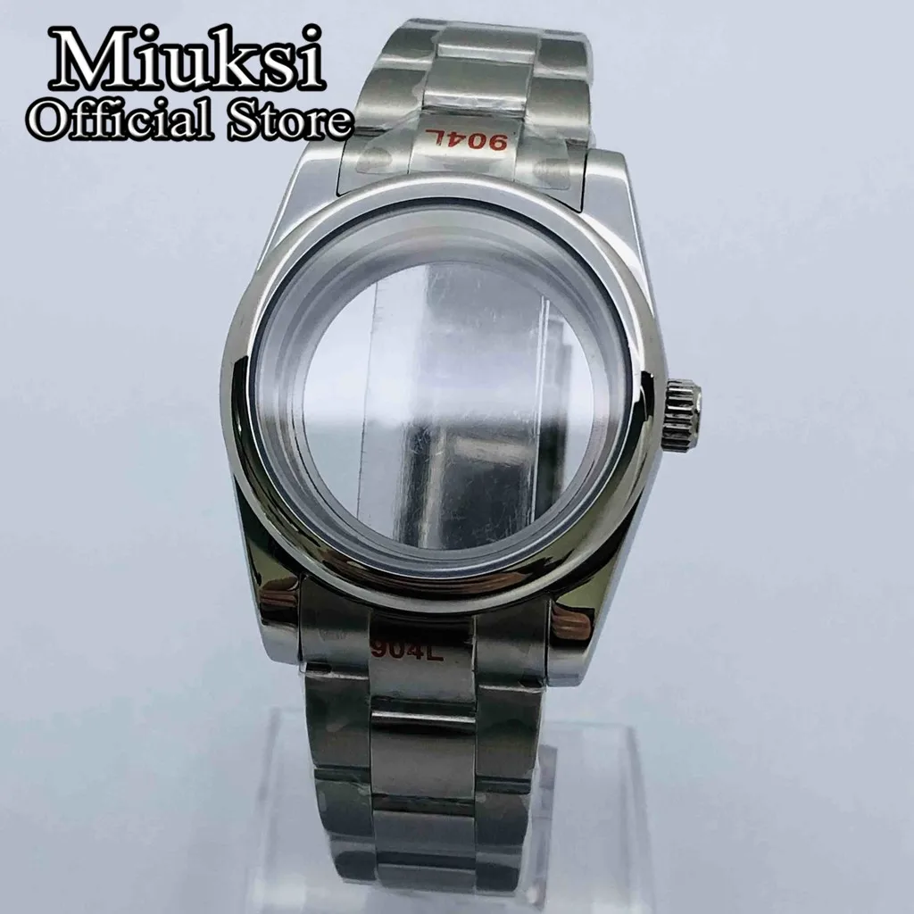 Miuksi 36mm/39mm silver watch case sapphire glass fit NH35 NH36 ETA2824 2836 Mingzhu DG2813 3804 Miyota8215 PT5000 movement