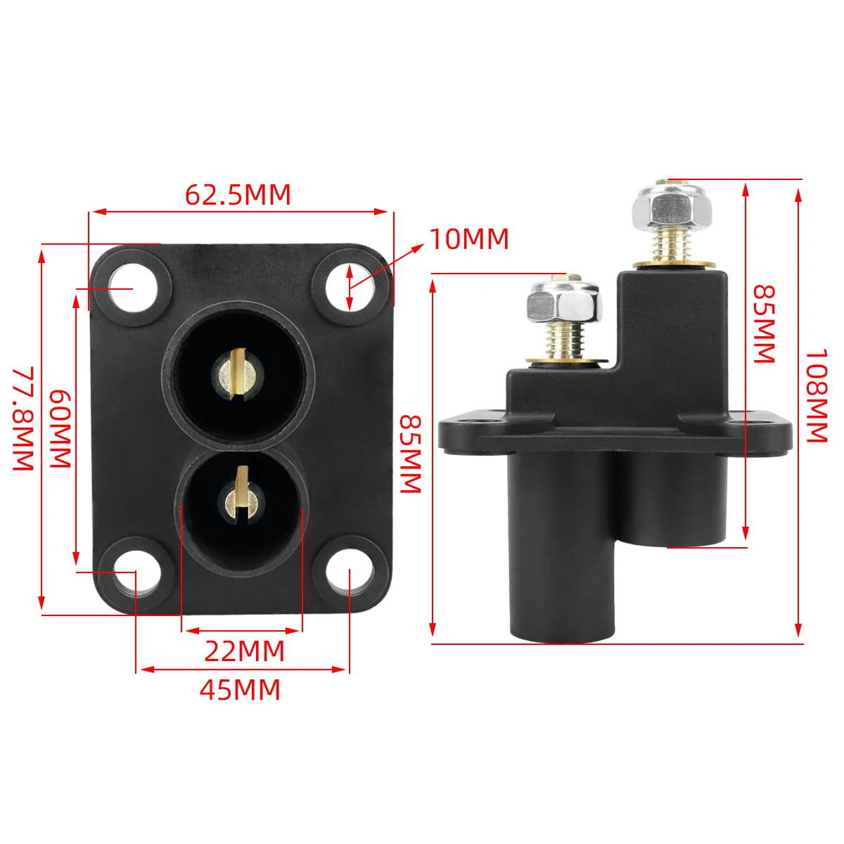 HM7546J 12-24V black 350A fast charging terminal connector socket,suitable for logistics vehicles, new energy vehicle models.