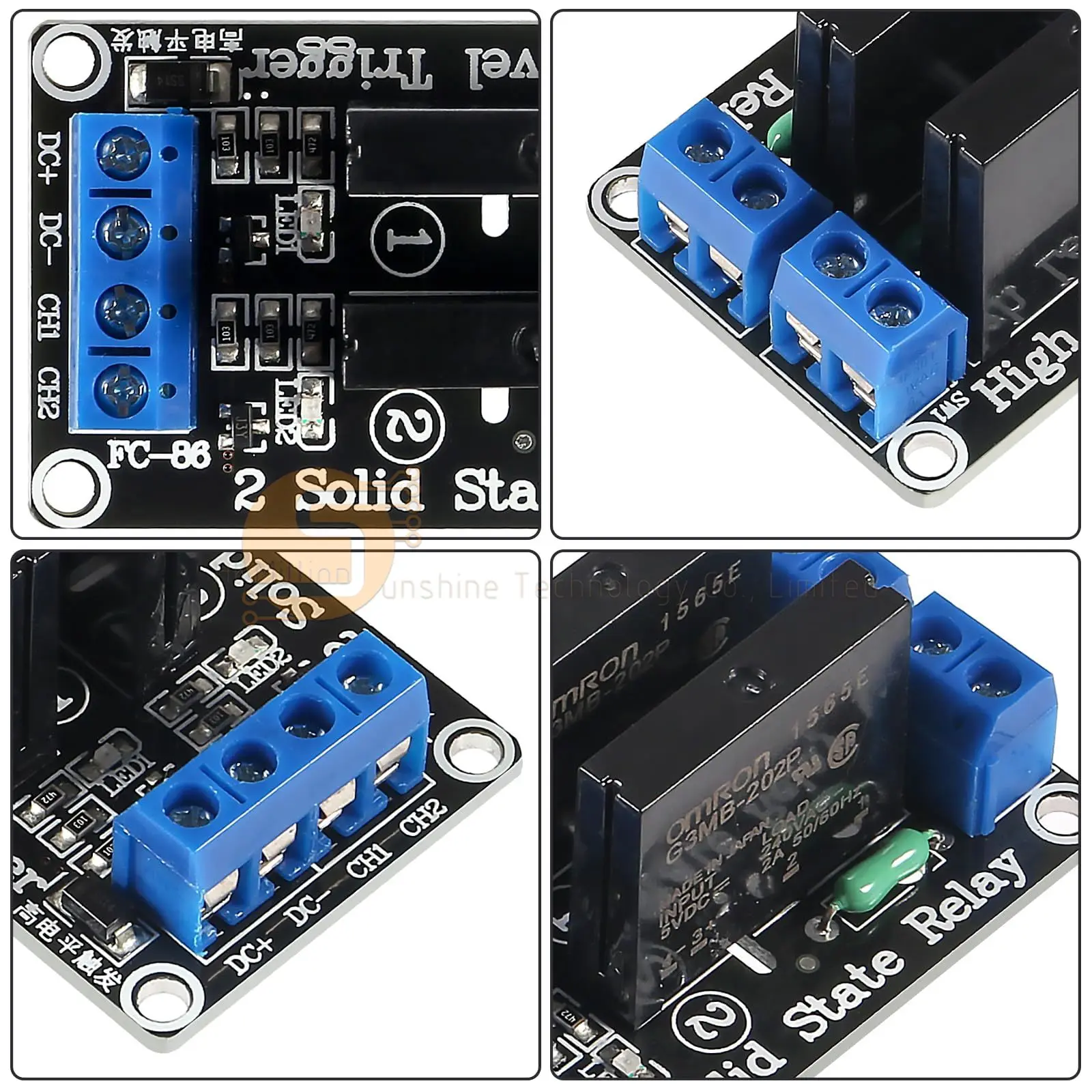2PCS 5V 2-Channel 2A Solid State Relay Module - High-Level Trigger, Mini Durable Design with Fuse for DIY Projects (5V 2-Channel