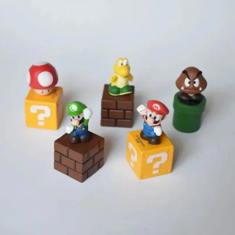 5 sztuk/zestaw Super Marios Bros figurki ozdoby do dekoracji ciast Luigi Anime urządzenia peryferyjne lalki prezenty urodzinowe dla dzieci