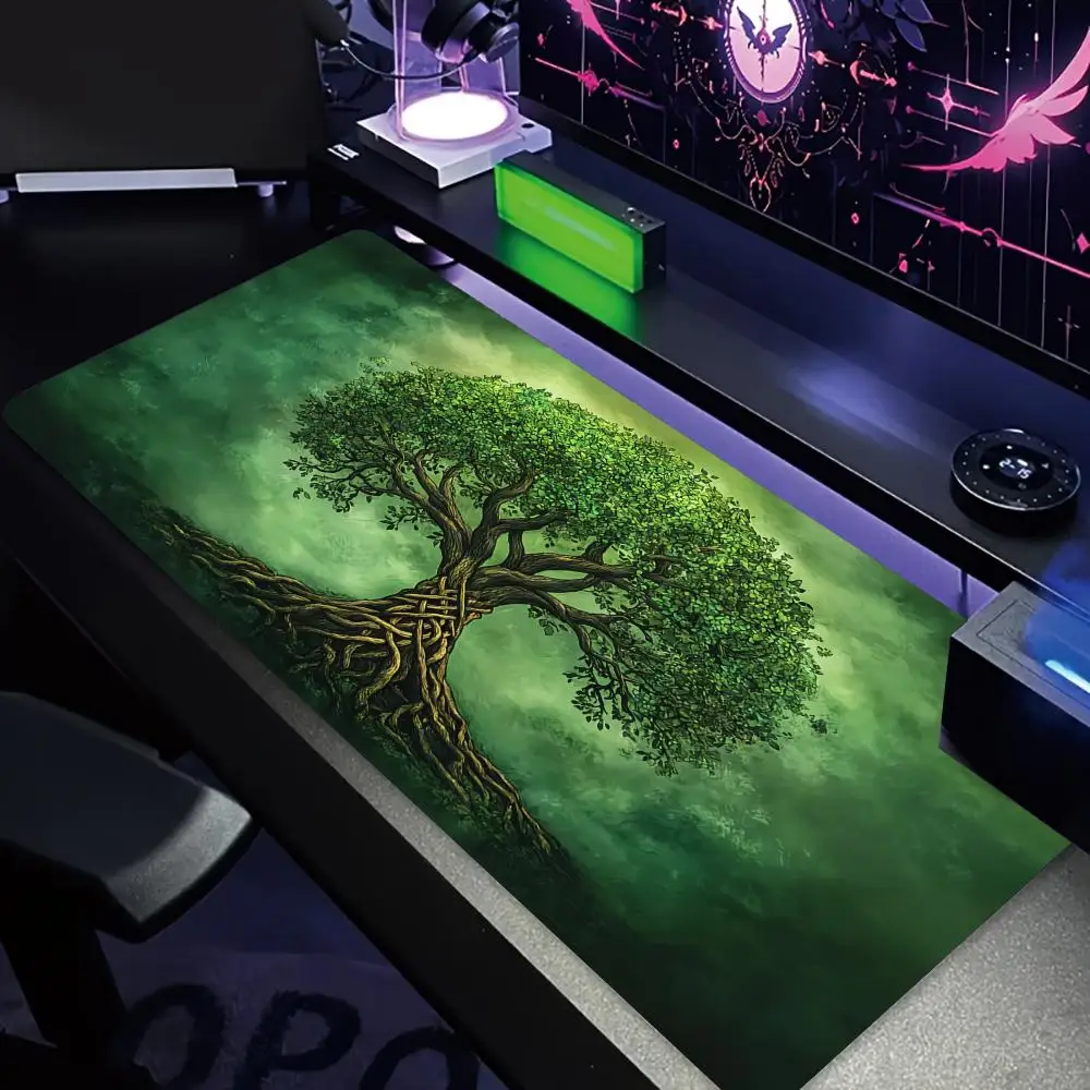 Tree of Life and Magical Forest Pattern Large Mouse Pad Desk Mat Gaming Pad PC Accessories Keyboard Mousemat Mauspad Office Rug