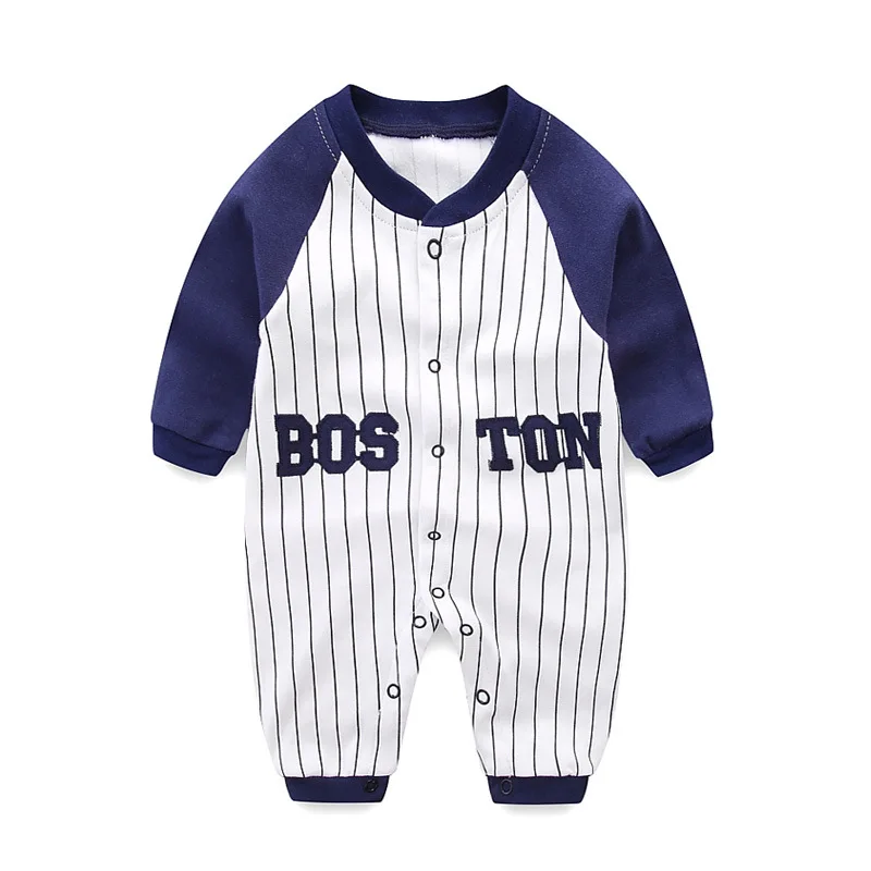 Baby Baseball Suit Spring Summer Autumn Pure Cotton 0-1 Year Old Male Long Sleeved Jumpsuit Newborn 3-Month Outdoor Wear