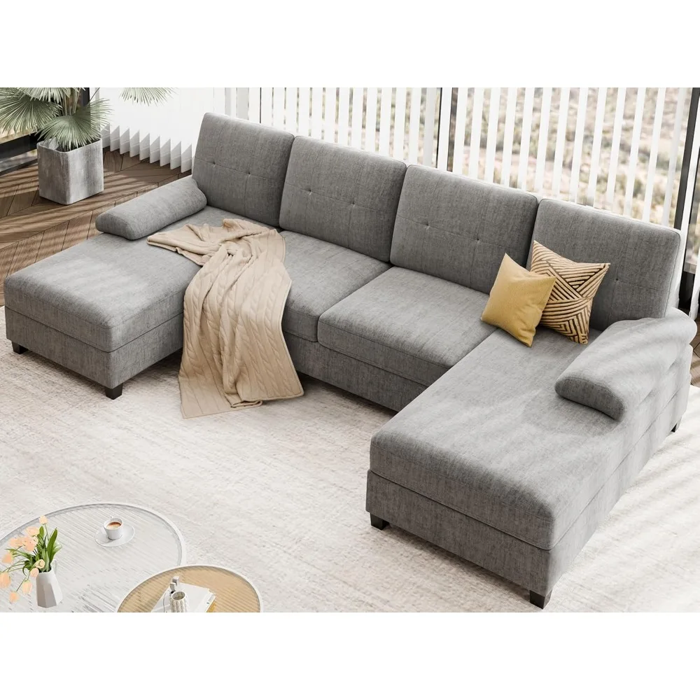 Sectional Sofa Couches for Living Room, Living Room Furniture Sets Clearance, 4 Seat U Shaped Sofa Sectional Couch