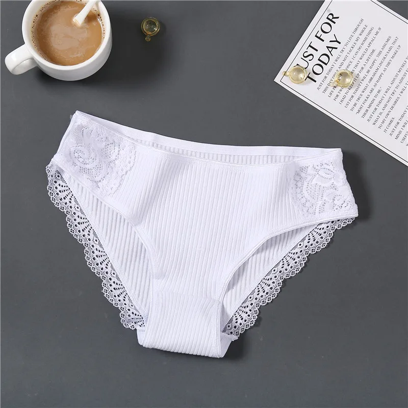 3Pcs/Set Women Cotton Sexy Panties Underwear Briefs Femme Thongs Low Waist Solid Tanga Lady Lace Seamless Girls Panties Briefs