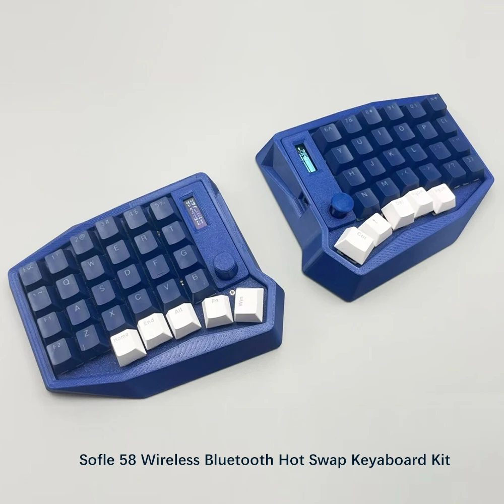 New Keyboard Sofle Dual-Mode Hot Swappable 58Key With Joystick +Knob Wireless Ergo Split Keyboard OLED Screen MX Switch