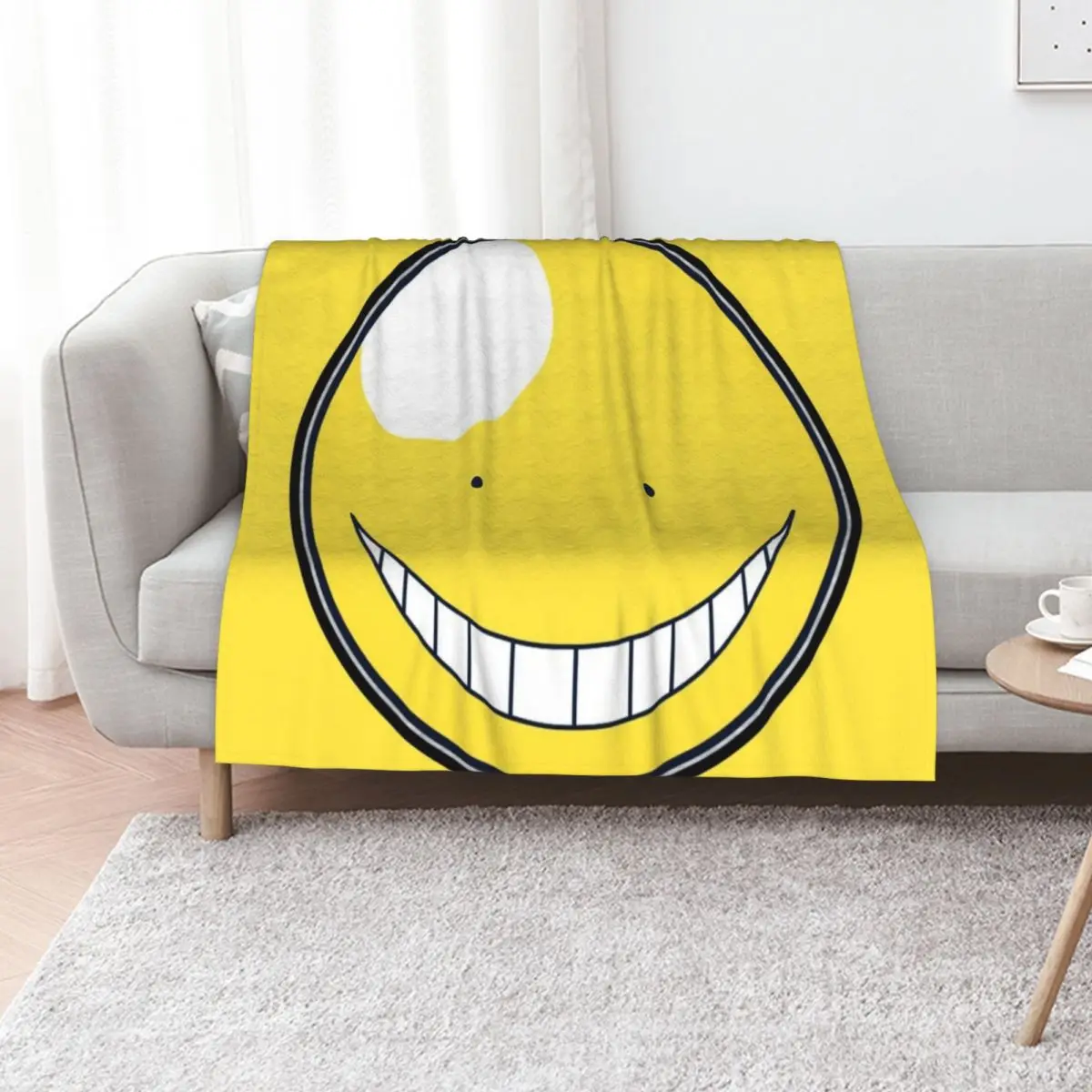 Koro sensei Assassination Classroom , Korosensei Face Throw Blanket Decorative Beds Moving christmas gifts Loose Blankets