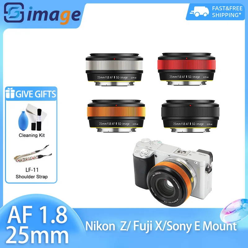 

SG image 25mm F1.8 AF APS-C automatic Large Aperture Portrait Lenses with STM silent motor for Sony E ZVE10 A7 Fuji X Nikon Z