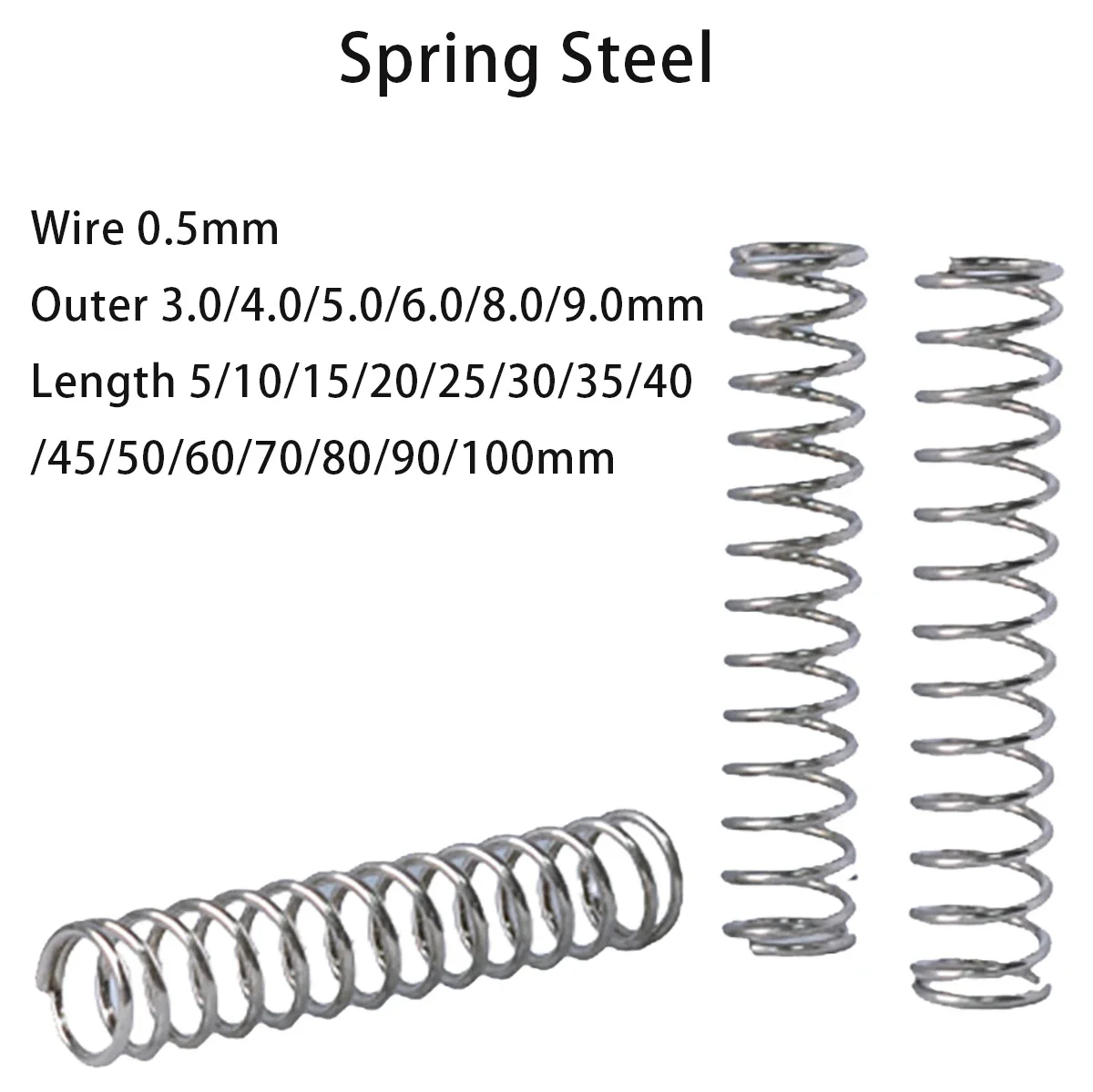 

Strong Steel Spring Compressed Miniature Ballpoint Pen Spring Wire 0.5mm Outer 3/4/5/6/7/8/9mm Length 5-100mm