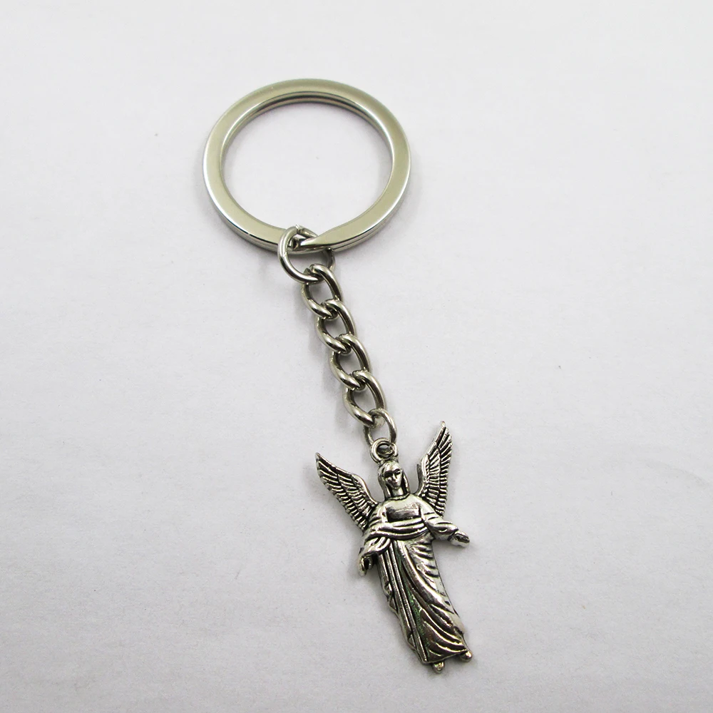 3pcs/lot Antique silver  22*27mm   one side  wing angel charm  keyring best frined,birthday  present ,pendant keychain