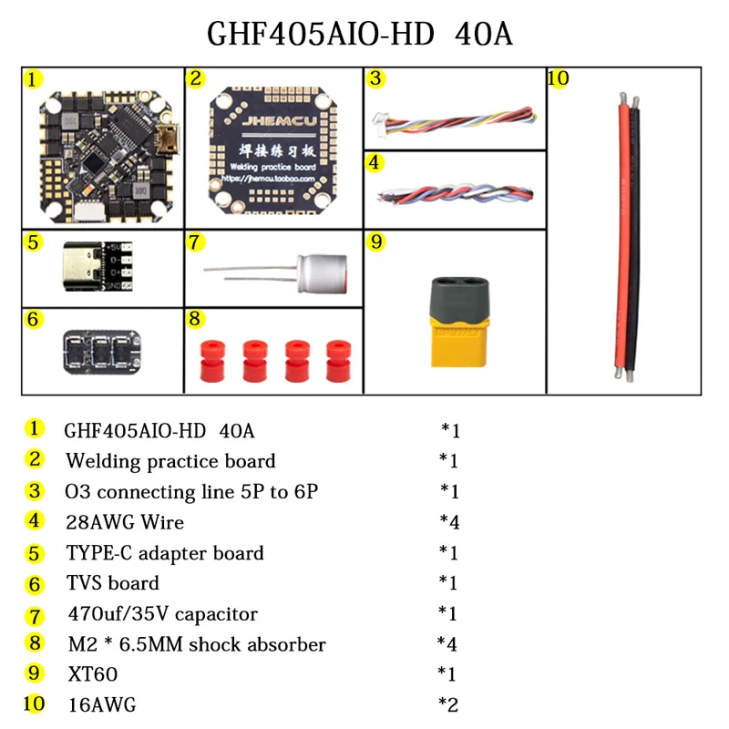 JHEMCU GHF405AIO-HD 40A AIO kontroler lotu F405 F4 wbudowany OSD Blheli-S ESC 2-6S Lipo dla RC FPV wykałaczka dron wyścigowy