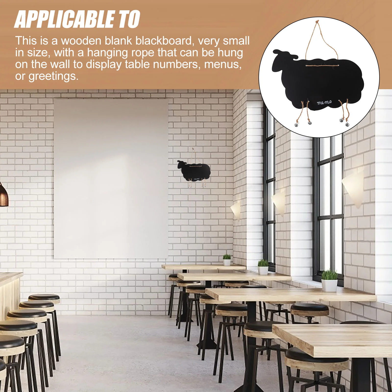 Wall Hanging Decoration Message Board Goat Shape Blackboard Wooden Ornament Creative