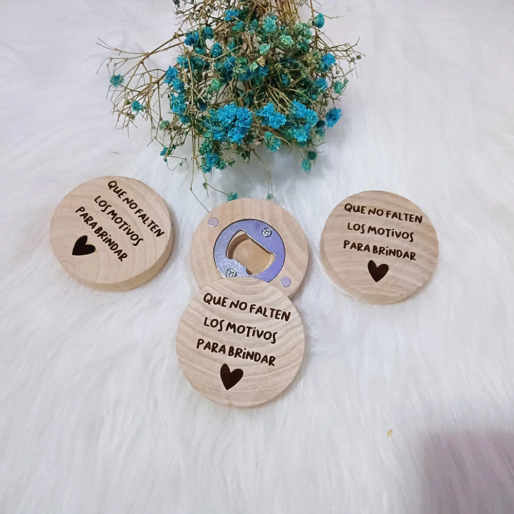 

Custom Engraved Round Wooden Beer Bottle Opener with Magnet, Refrigerator Magnet Bottle Opener for Kitchen Gathering Party