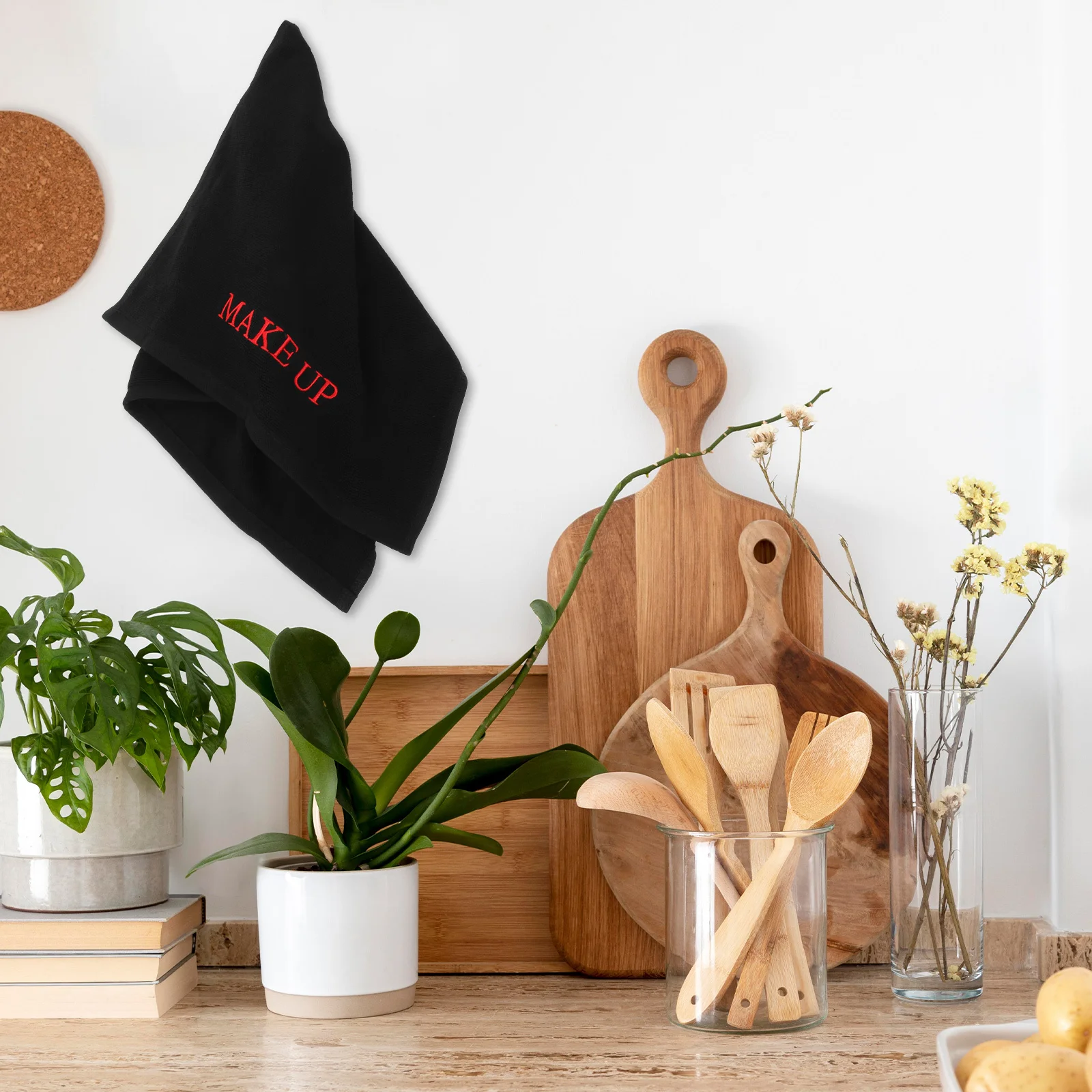 Cotton Dressing Table Mat 75X35Cm Black Absorbent Makeup Vanity Pad For Beauty Counter Desktop Protector Large Cloth Vanity