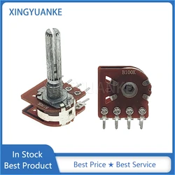 2PCS WH148 16 Type Fever Audio Volume Amplifier Potentiometer Dual 8-Pin B100K 100K Handle Length 30MM Plum Shaft