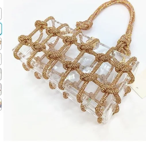 2025 New Handbags Luxury Design High Quality Evening Bag Diamonds Clutch Acrylic Armpit Square Bags Women's Purse Wedding bag 가방