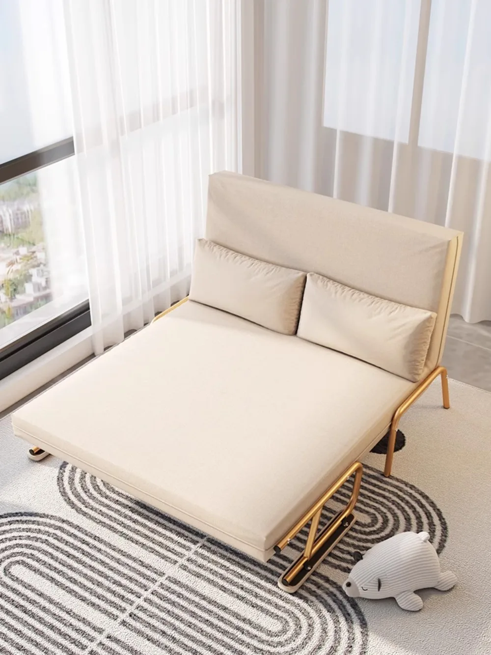 Muxin Folding Sofa Bed Dual-Use Single Double Small Apartment Japanese-Style Reclining and Sleeping Fabric Lazy Sofa Chair
