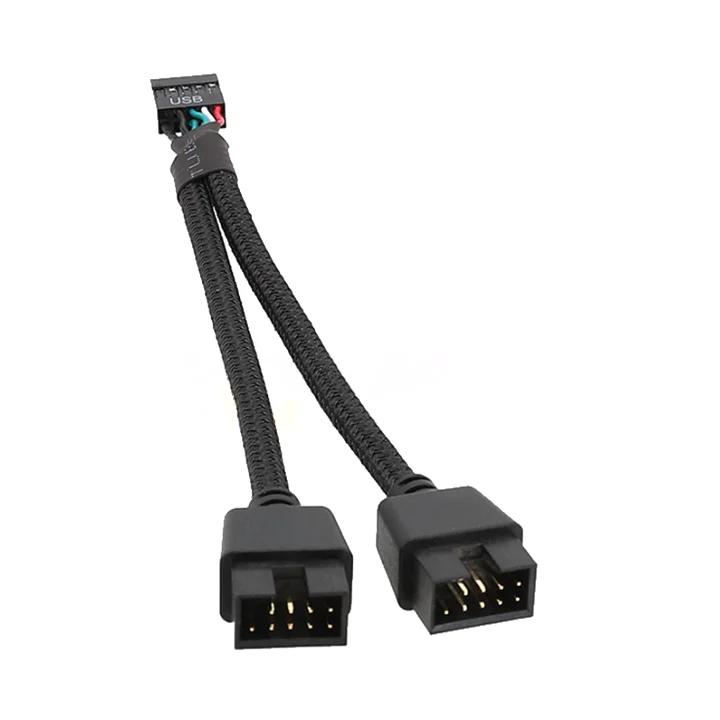 1PCS Motherboard 9pin Extension Cable Adapter USB Header Splitter Female 1 To 2 Male Desktop 9Pin USB2.0 HUB Connector 15cm