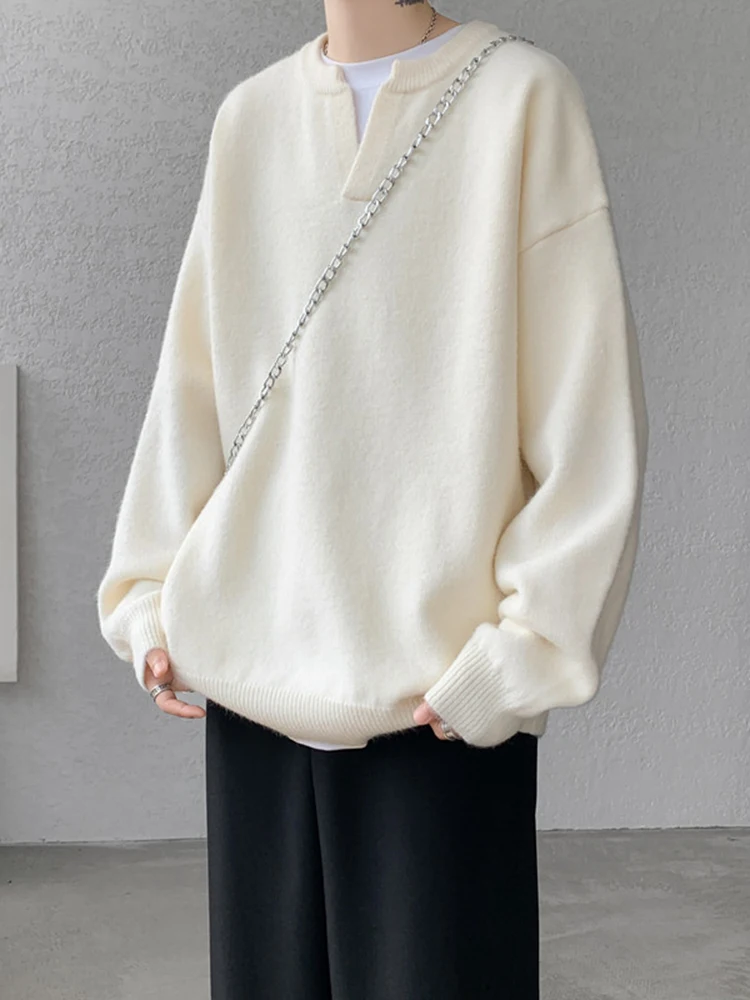 

Cleanfit V-ne Knitwear in Beige for Men Casual Winter Faion Youthful Sle Comfortable Soft Material Long Sve Crew Ne