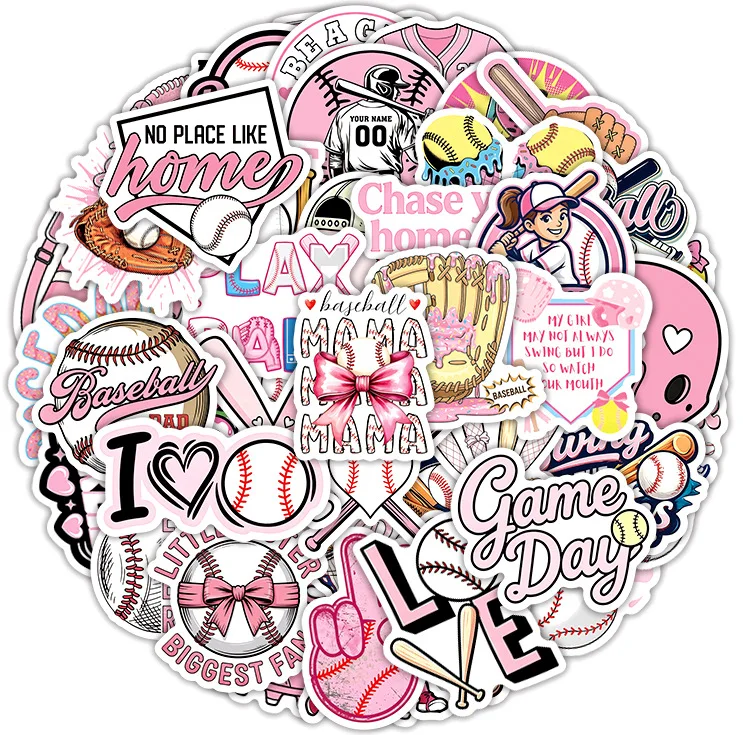 50Pcs Cute Baseball Stickers Decals For Phone Laptop Suitcase Notebook Skateboard Waterproof Stickers