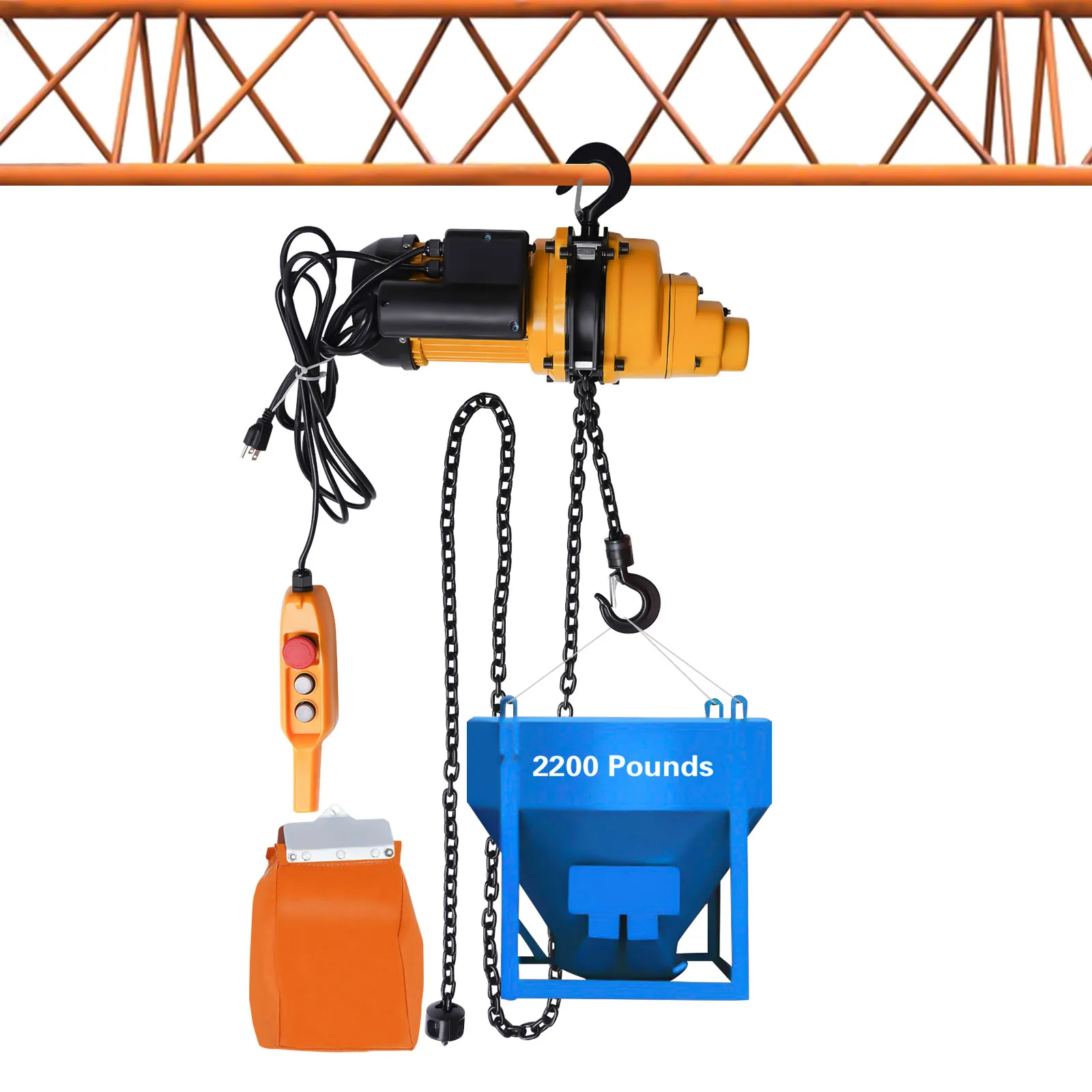 13FT Lift 110V 1 Ton Electric Chain Hoist 2200lbs Electric Winch Crane