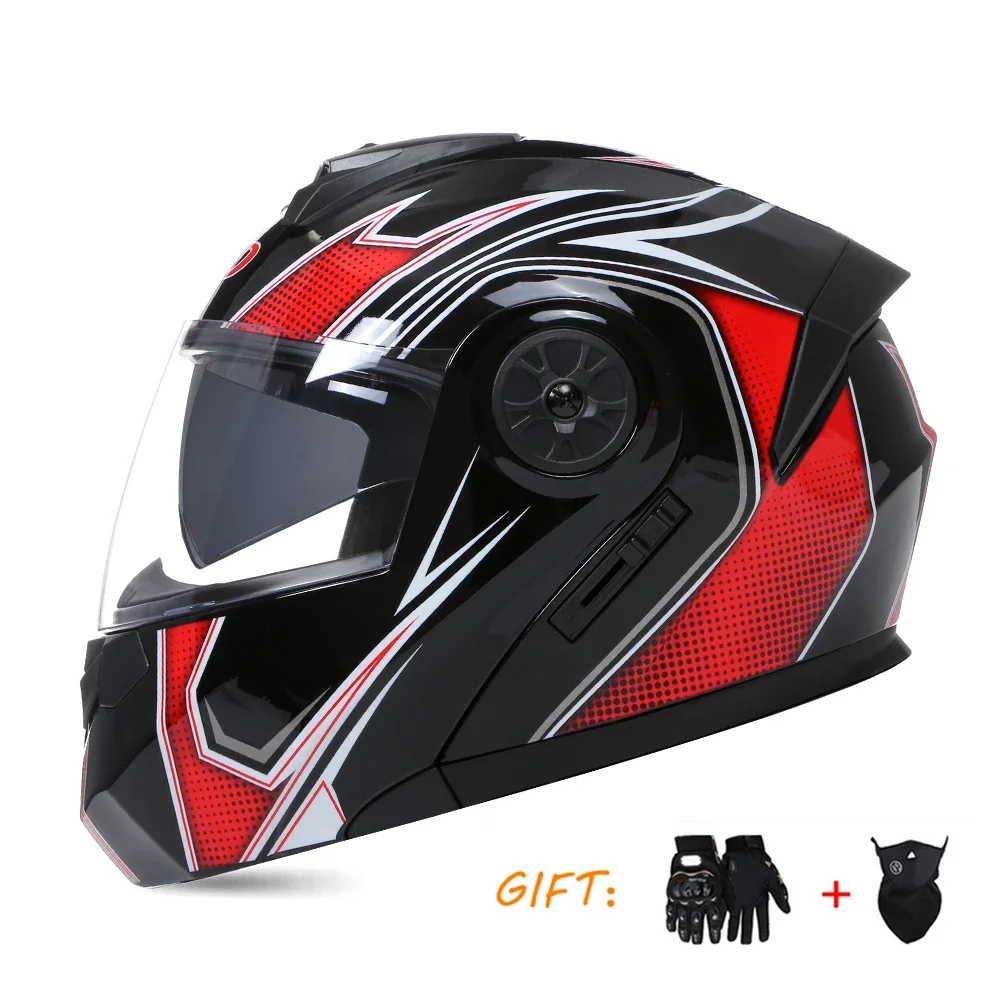 

Winter Men Women Dual Lens Full Face Motorcycle Helmet Motorbike Modular Flip Up Dual Lens Motorcross Riding Moto Crash Casco