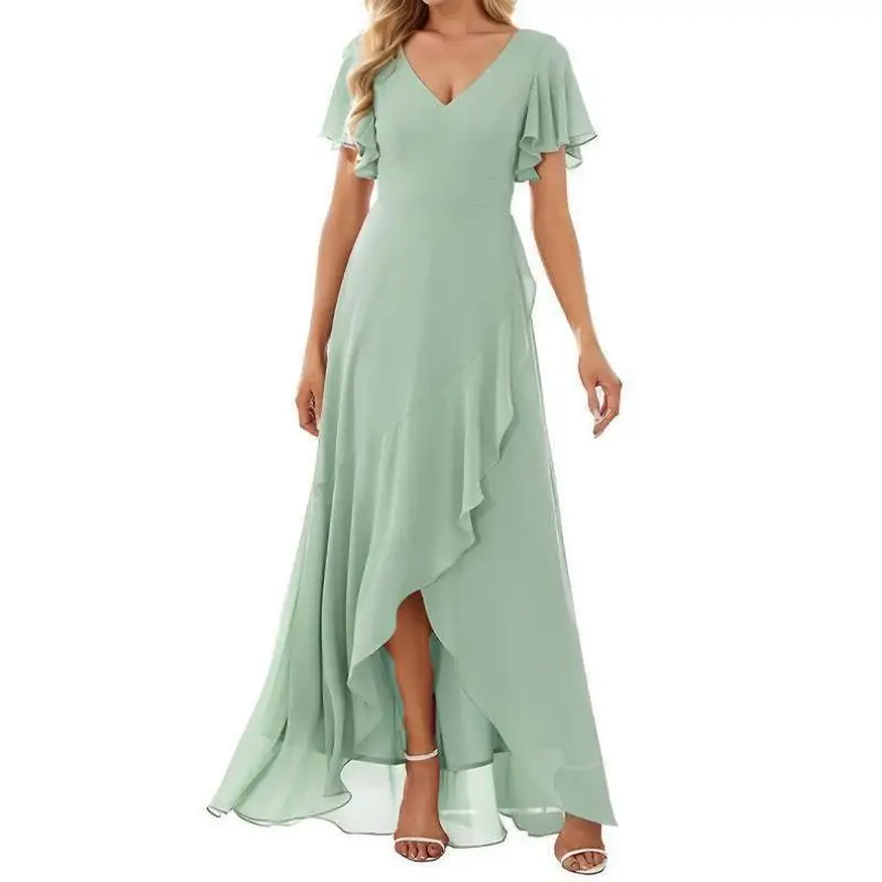 Célébration de mariage femme Double col oulder Bared neige blanche Dr Cleanfit H Version milieu de la vie t-shirt quart Sve lin