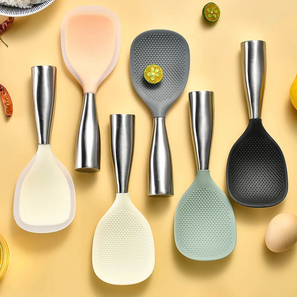 Food Grade Silicone Rice Spoon Household Non Stick Pot Cooking Spoon High-temperature Resistant Kitchen Tools