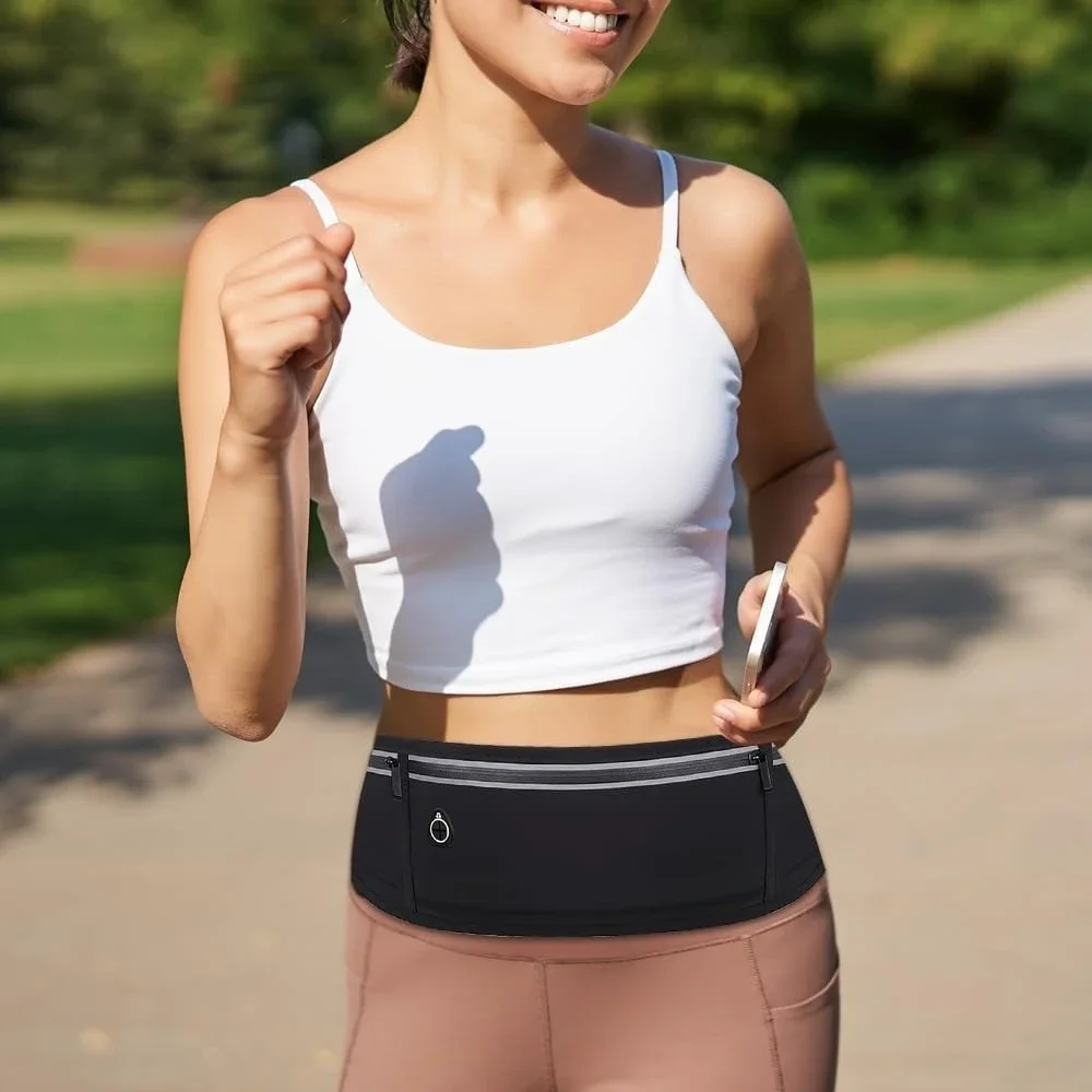 Compact running belt, waterproof backpack for women and men, 3-pocket phone holder suitable for running, walking and cycling