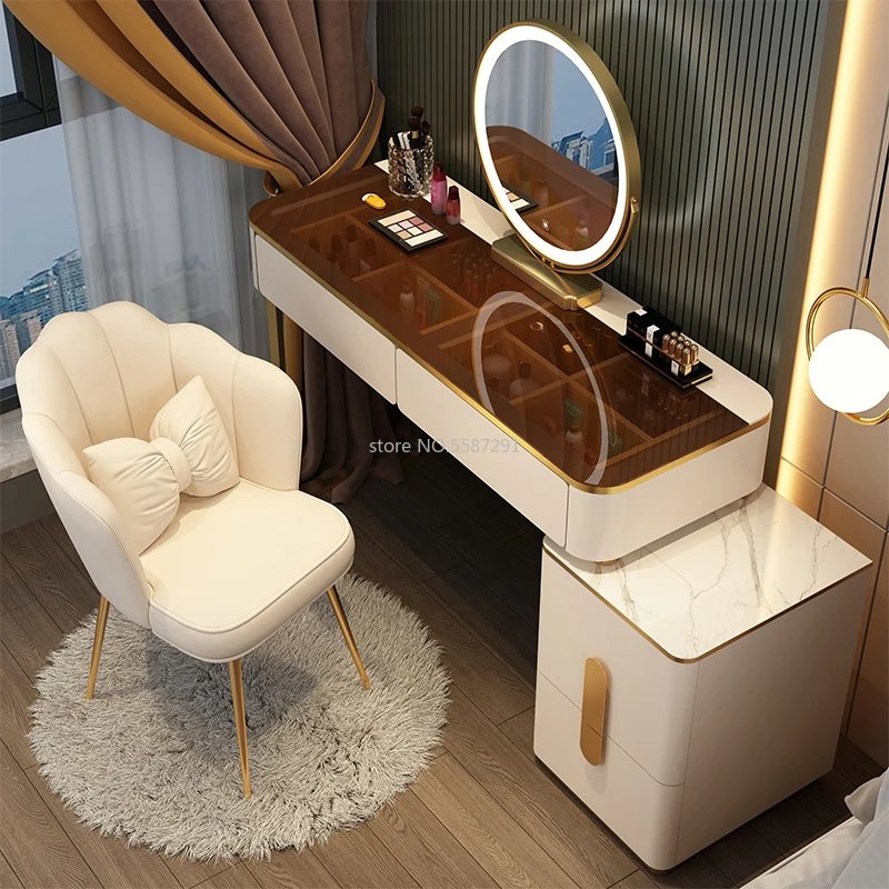 Dressing Table Light Luxury Rock Board Bedroom Dressing Table Modern Minimalist Makeup Cabinet Bedroom Furniture Dressers