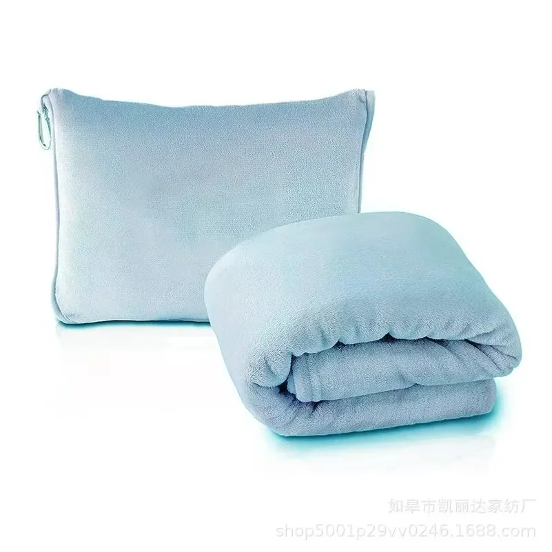 Coral Fleece Airplane Blankets Soft Warm Fluffy Multi Functional Portable Cuddle Cution Pillow 2 in 1 Travel Blankets