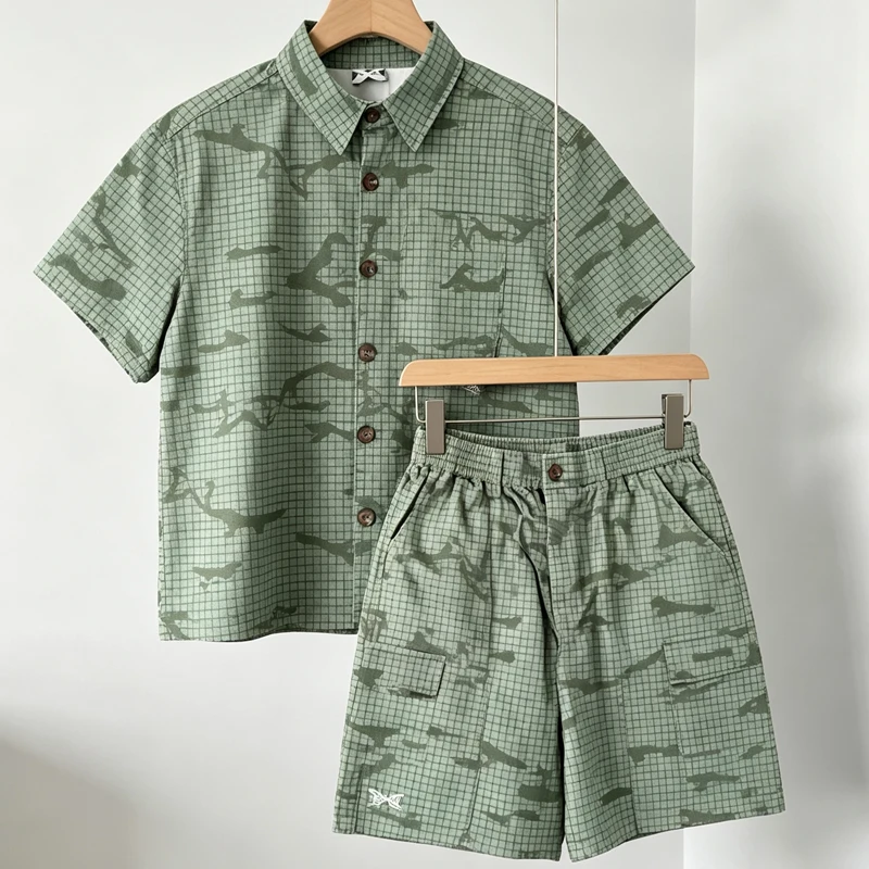 New Arrivals Mertre Shirt Set Casual Shorts High Quality Full Print Drawstring Elastic Sports Shorts