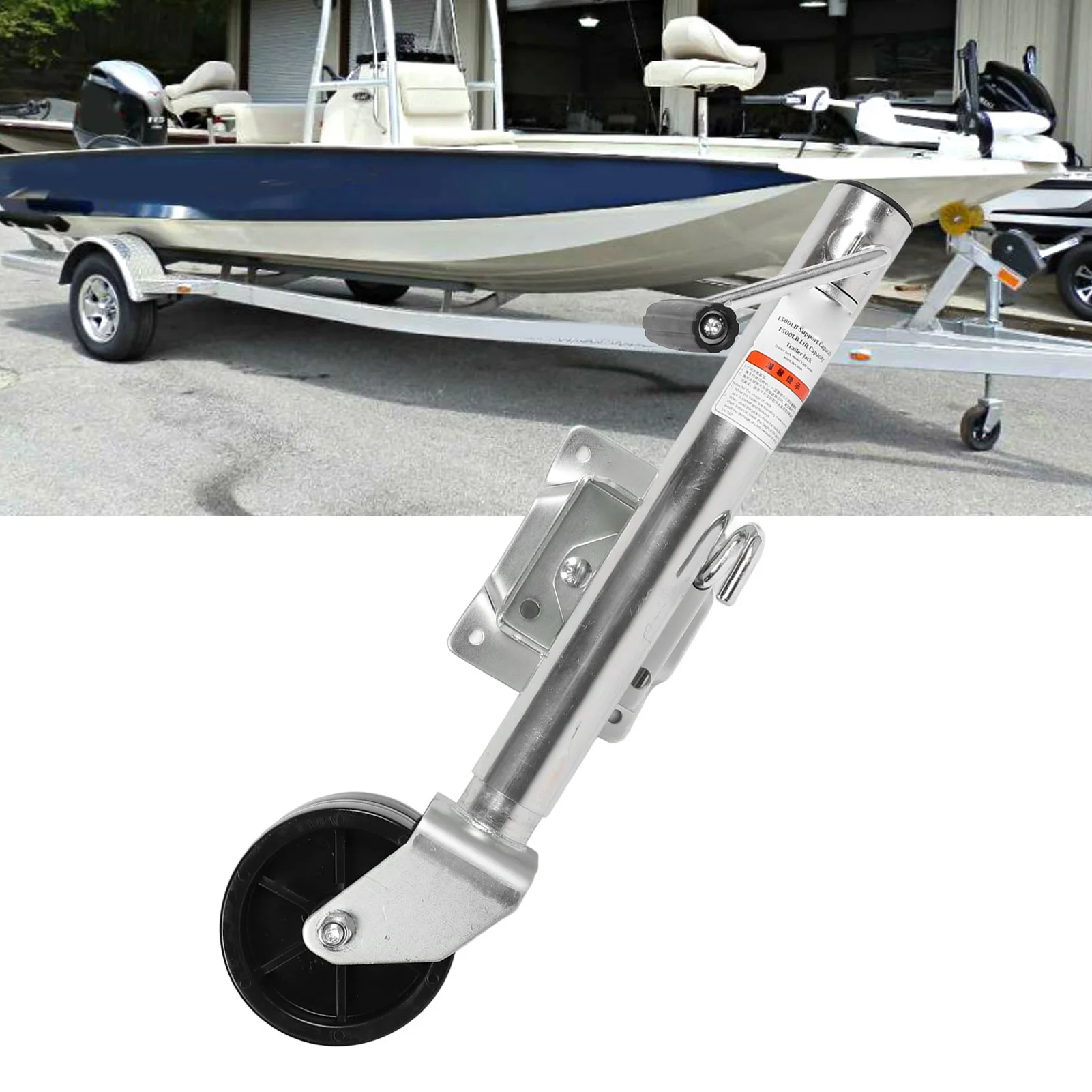 

1500lbs Capacity Trailer Jack Heavy Duty 6in Dual Wheel Adjustable Side-Wind Trailer Jack Stand Regular Model