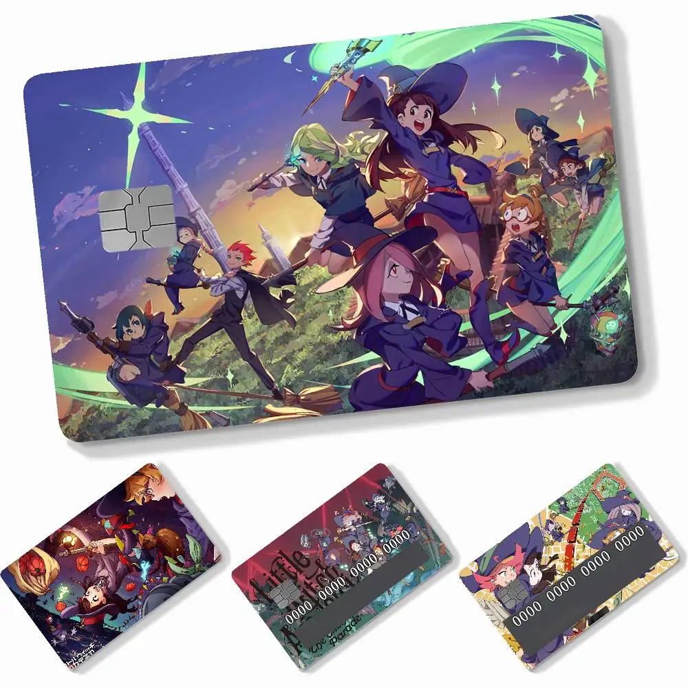 L-Little Witch Academia Anime  4pcs Credit Card Skin Stickers Suitable for Bank Debit Subway Bus Transit Pass Decorative Cover
