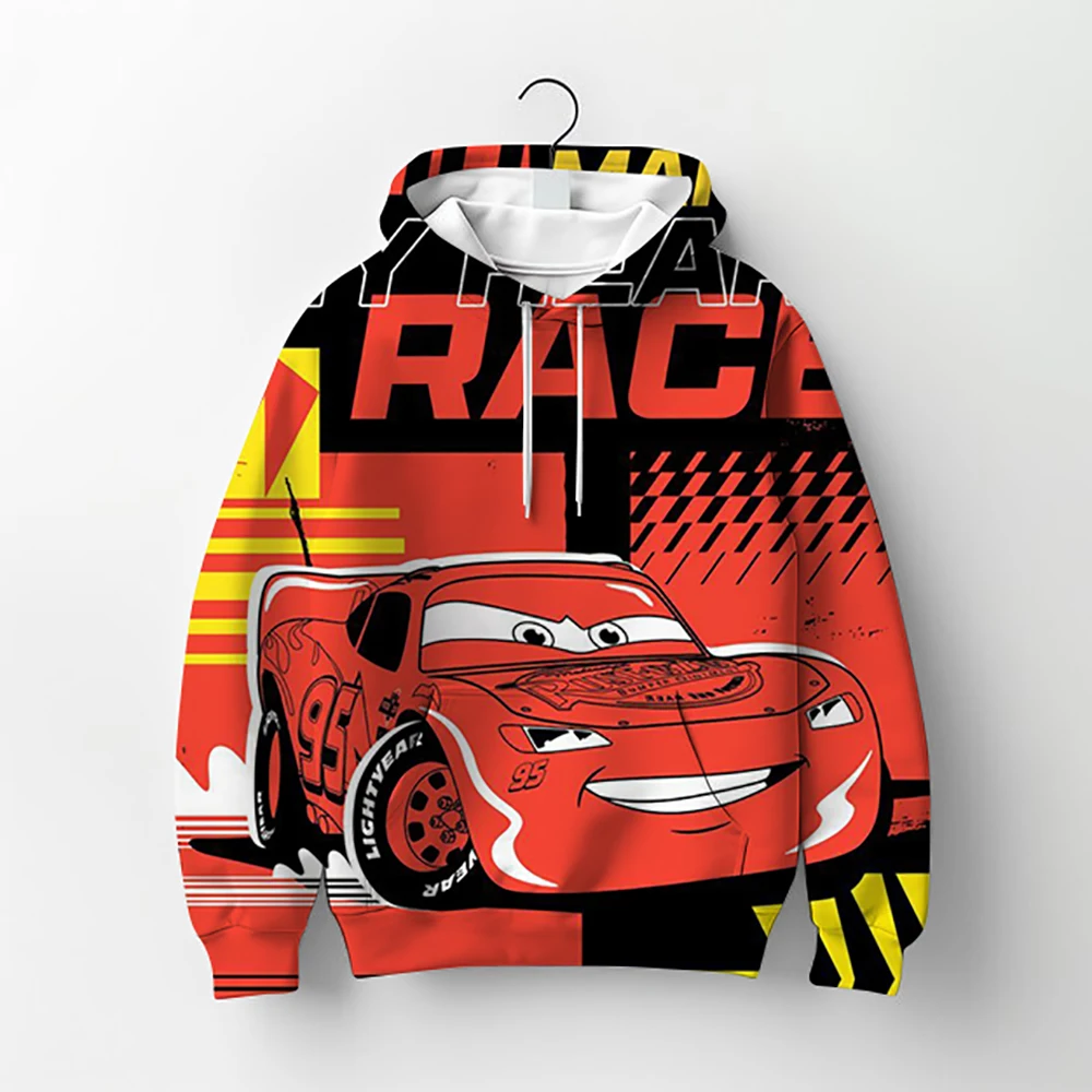 Детский пуловер с капюшоном Disney Pixar Cars Lightning Mcqueen, унисекс, винтажный принт, свободный модный пуловер большого размера для мальчиков, уличная одежда