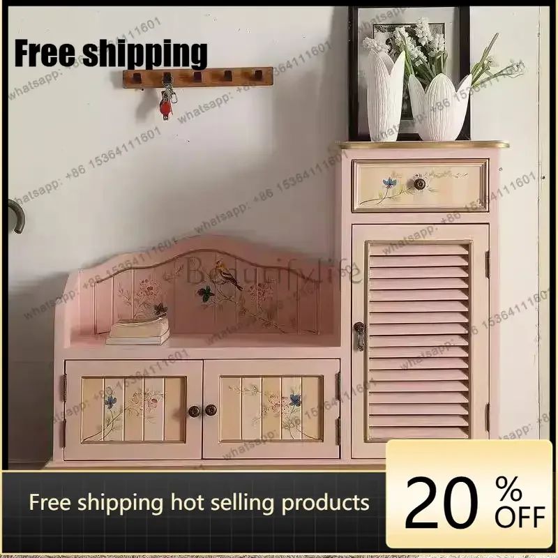 Factory Direct   Pink Organizer Shoe Cabinet Design Minimalist Space Saving Shoe Cabinet