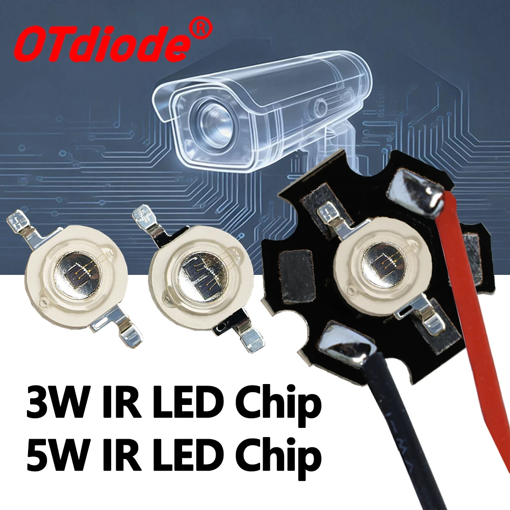 5-10pcs 1W 3W 5W High Power LED IR 1050nm 3Watt Chip Diode Infrared Red Beads Radiation Light Lamp for Night Vision CCTV Camera