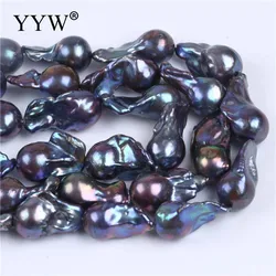 16-23mm AAA High Quality Irregular Pearl BeadsBlack Large Grain Flameball Baroque Nucleated Freshwater Pearls DIY Jewelry Making