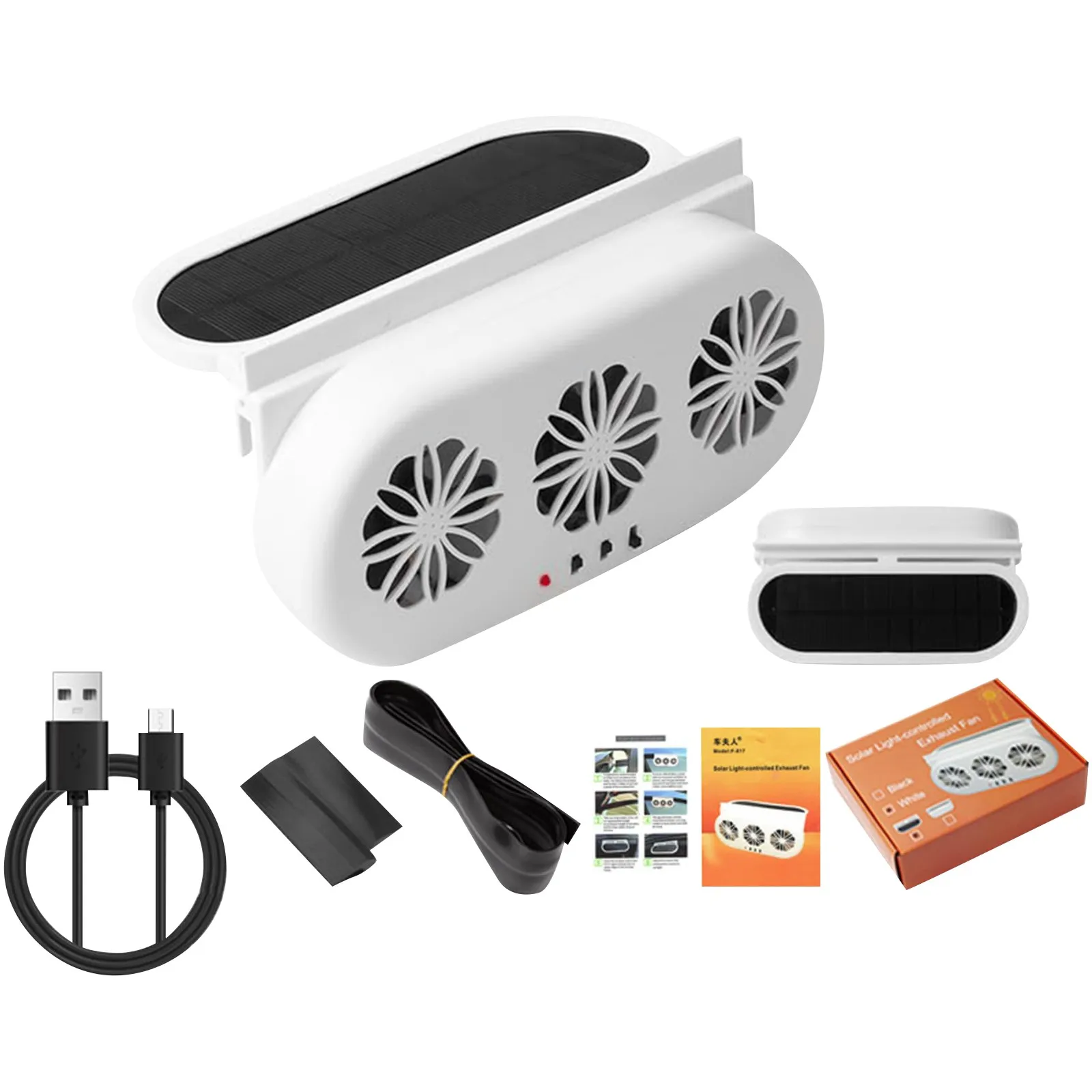 Car Window Exhaust Fan Solar Powered and USB Charging Window Ventilator Air Circulation Cooler Car Inside Summer Car Exhaust Fan