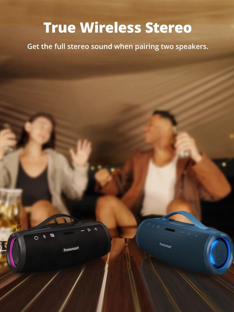 Tronsmart Mirtune S100 Bluetooth Speaker Powerful Speaker with 50W, IPX7 Waterproof, Retractable Handle, Built-in Powerbank