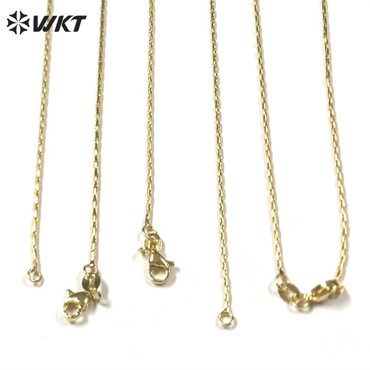 WT-BFN033 WKT Fashion Small Rectangle Stitching Thin Chain Necklace Gold Plated Brass Chains Jewelry Making