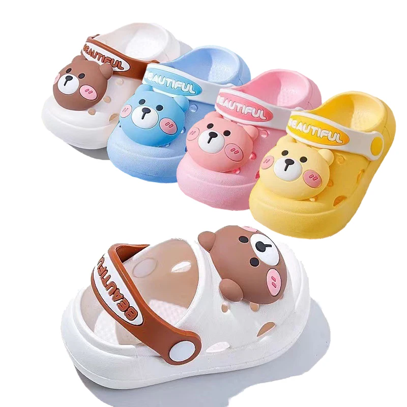 Summer Children Slippers Girls Anti Slip Soft Sole Hole Shoes Multi Colored Boy Cartoon Sandals Breathable Beach Shoes