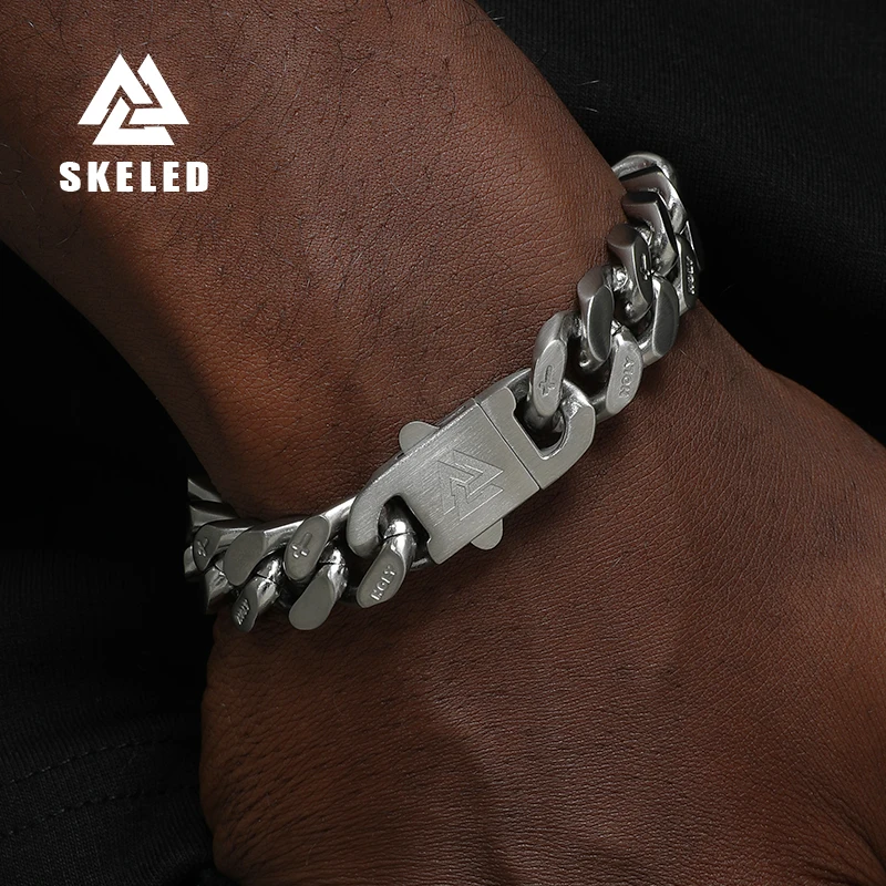 

Frosted Brushed Cuban Bracelet for Men and Women Hip Hop Style Stainless Steel Cross Cuban Bracelet