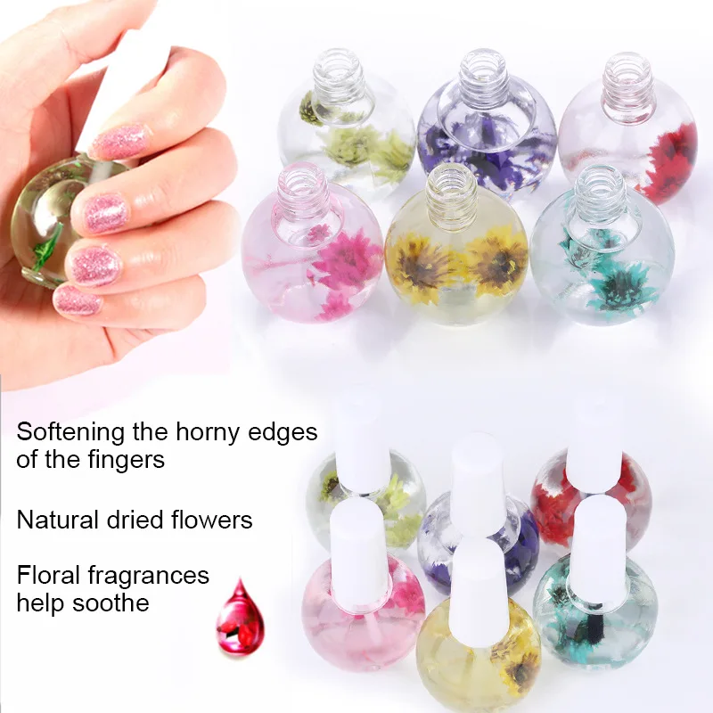 15ml Nail Care Oil Treatment Nutritious Gel Polish Dried Flowers Softener Nutritional Cuticle Oil Edge Repair Nail Art Tool