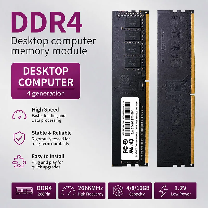 DDR4 RAM 4GB 8GB 16GB PC4 Desktop RAM 288Pin UDIMM 1.2V Memory Module For Intel AMD Desktop Computer Upgrade