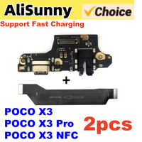 2pcs USB Charging  Port Board Flex Cable for XiaoMi Poco X3 Pro NFC Extend Motherboard Ribbon