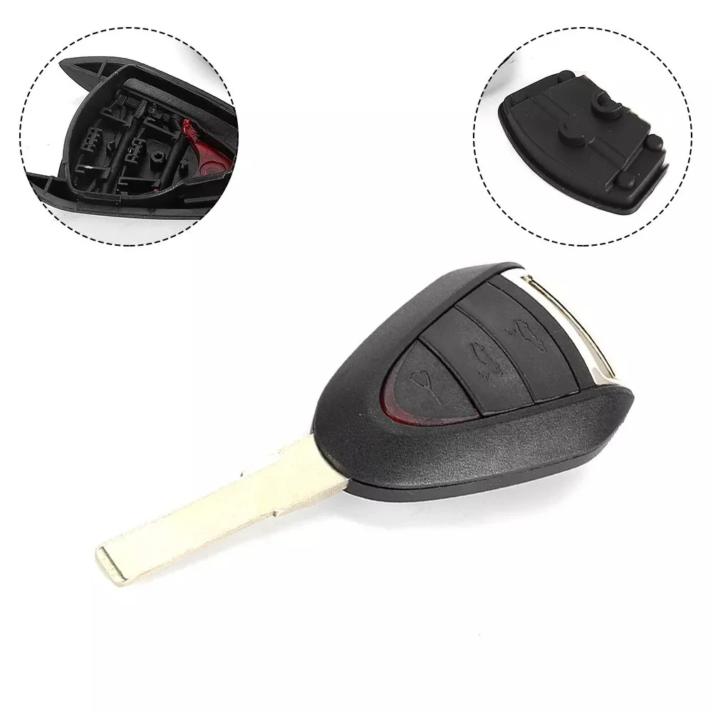 RFC-funda de llave de 3 botones para Porsche 911, 997, Boxster 987, Cayman, mando a distancia, carcasa de llave de bloqueo de coche, piezas de