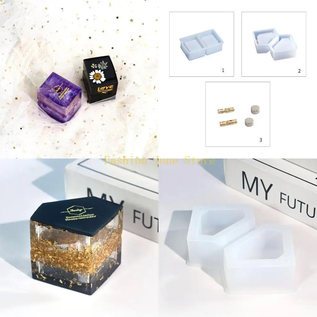 N5KA Resin Silicone Mold Storage Box Mold Jewelry Box Making Mold DIY Gift Box Moulds