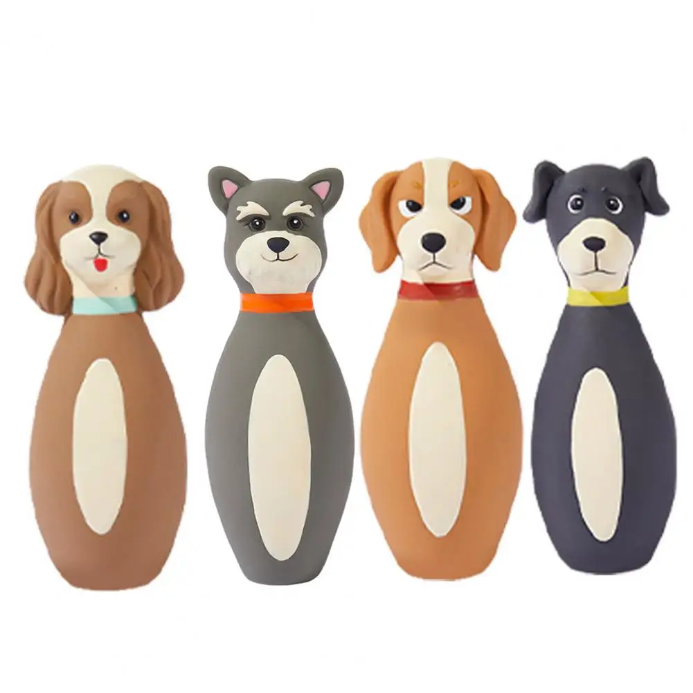 

Latex Dog Chew Toy Bowling Shaped Interactive Bite-Resistant Durable Teething Toy Stress Relief for Small Medium Large Dogs